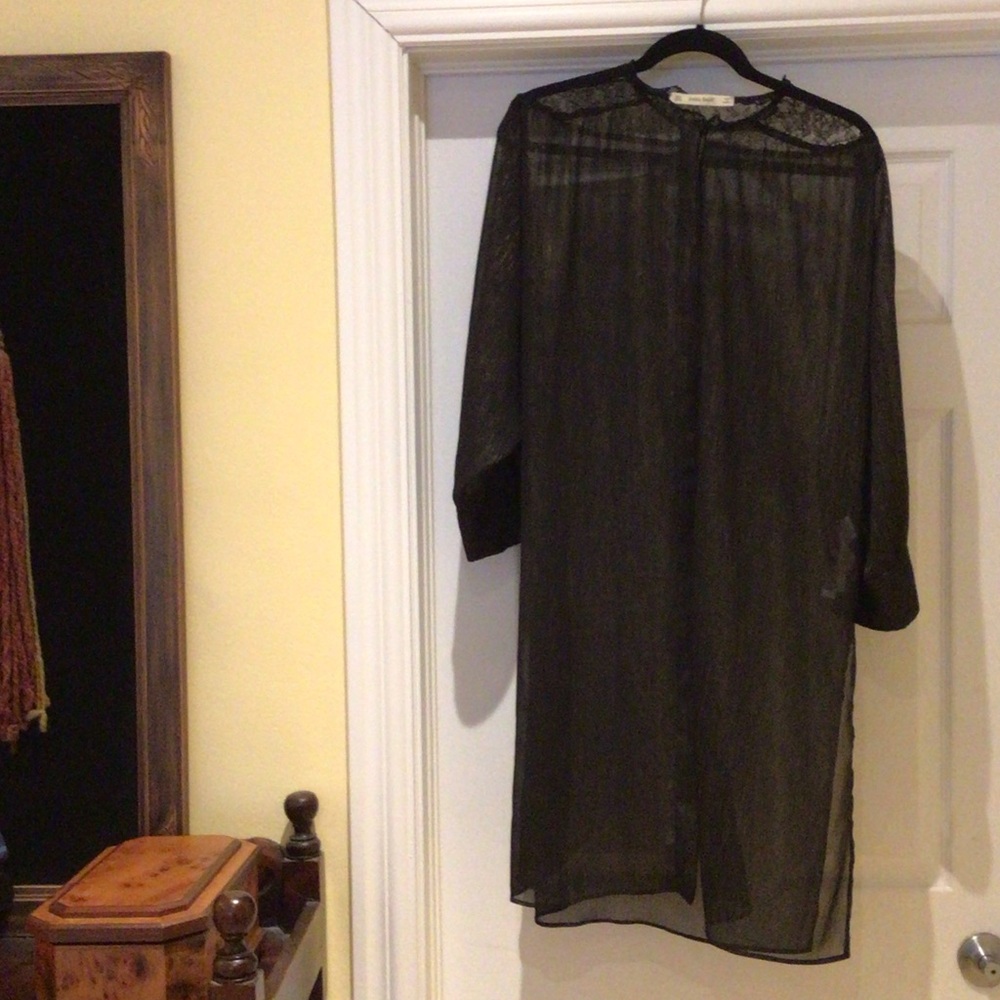 Zara Black Sheer and Lace Tunic